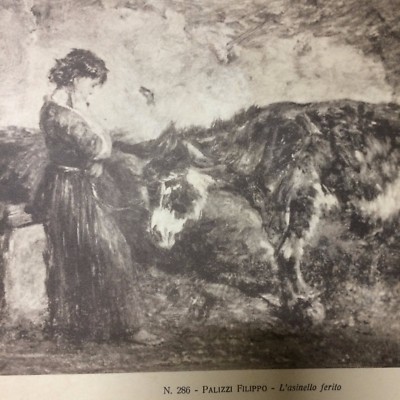 Abruzzo, Folklore: L'Asinello Con Pastorella Di Filippo Palizzi. Antica Stampa
