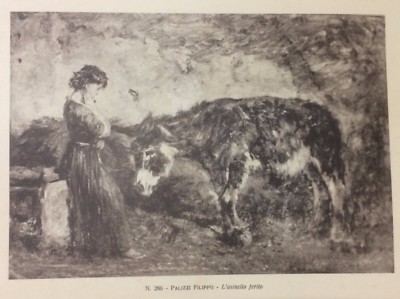 Abruzzo, Folklore: L'Asinello Con Pastorella Di Filippo Palizzi. Antica Stampa