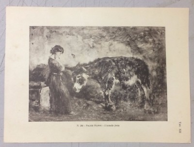 Abruzzo, Folklore: L'Asinello Con Pastorella Di Filippo Palizzi. Antica Stampa