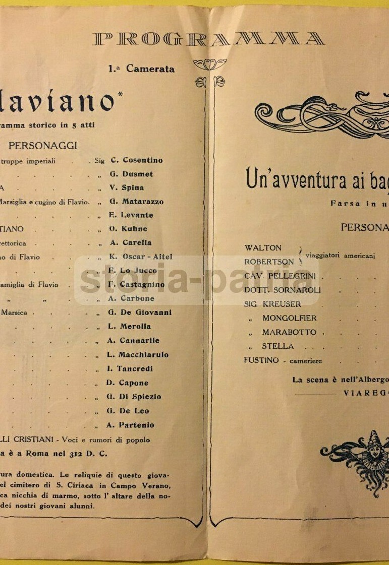 Napoli   Convitto Pontano Conocchia: Teatro Flaviano E Avventura A Viareggio, 1923