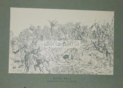 Henri Pille, Mefistofele In Combattimento. Antica Stampa