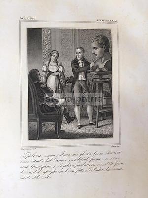 Canova Presenta Un Bozzetto A Napoleone E Giuseppina: Antica Incisione Di Avico, 1840 Circa