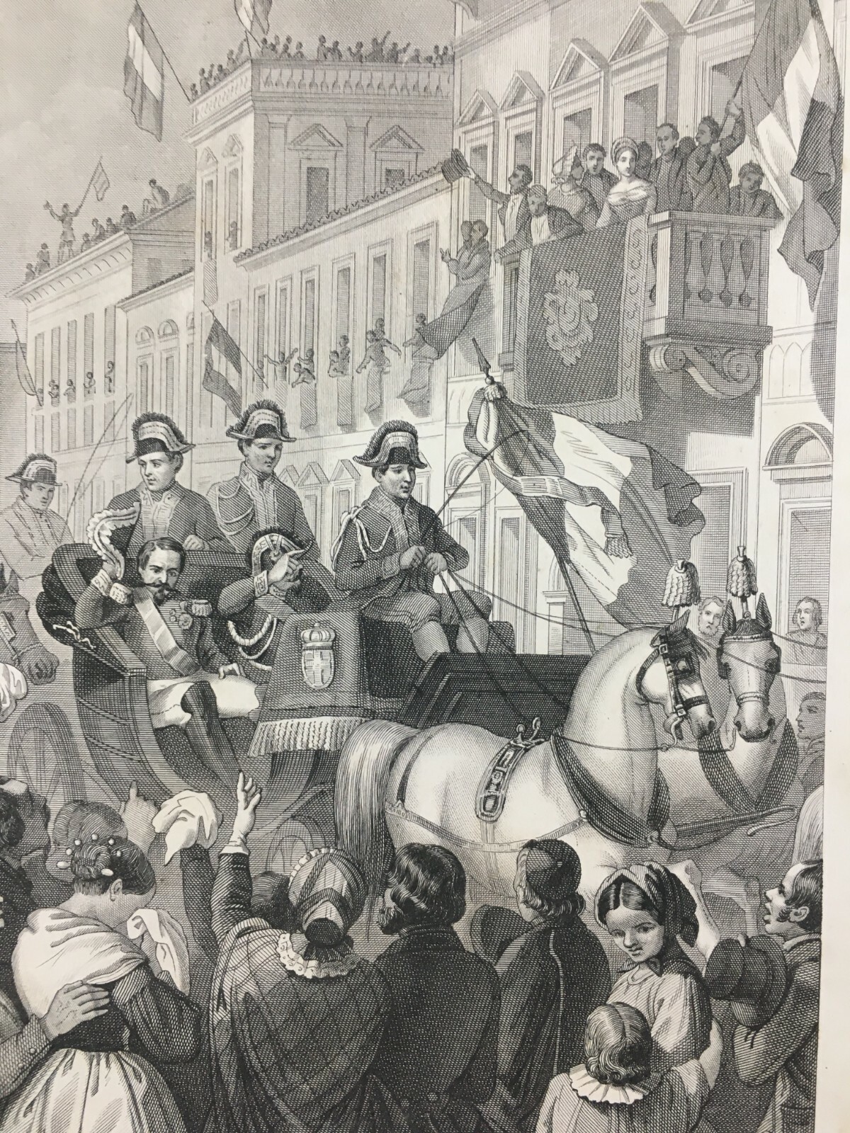 Milano, Savoia, Vittorio Emanuele, Napoleone III: Animata Veduta Dell'800, Santamaria