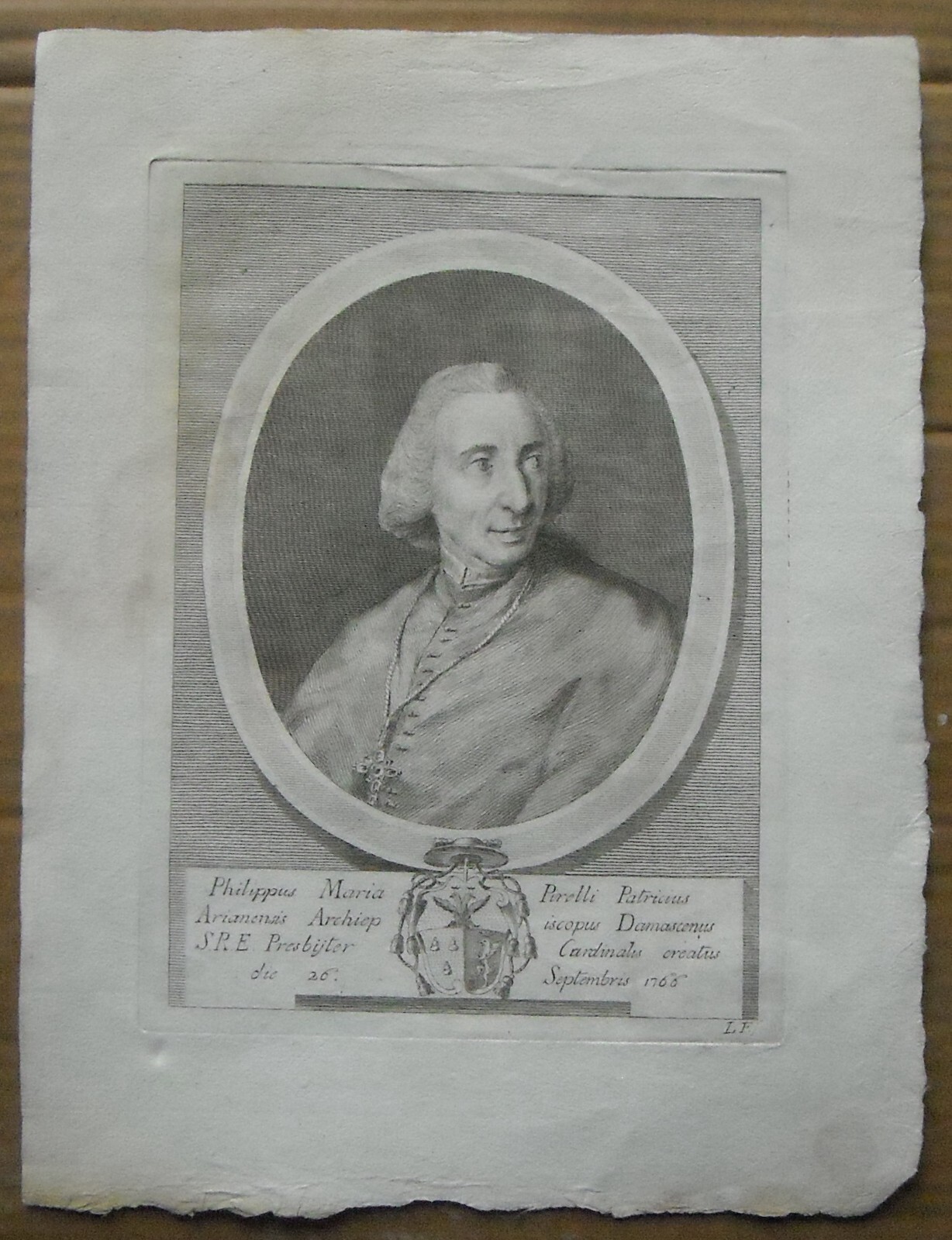 Araldica, Nobiltà d'Irpinia, Ariano, Uomini Illustri: Filippo Maria Pirelli, Incisione