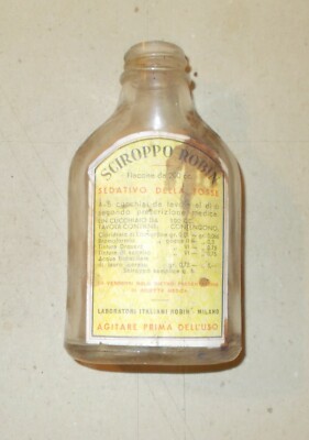 Medicina, Farmacia, Tosse: Sciroppo Robin, Milano, Bottiglina Pubblicitaria d'Epoca