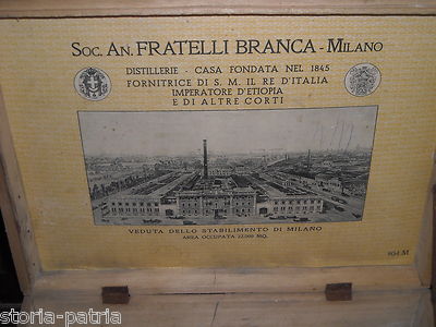 Scatola In Legno Pubblicitaria Fratelli Branca Milano, Veduta Di Mario Stroppa