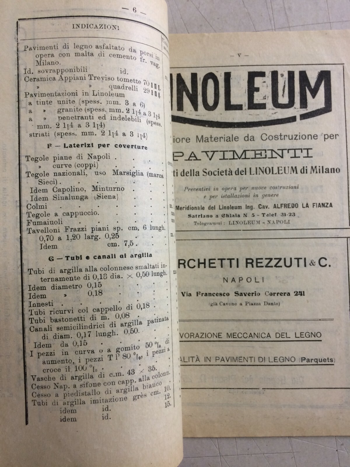 Ingegneria, Edilizia, Materiali E Manodopera: Bollettino Prezzi E Pubblicità, Napoli 1924