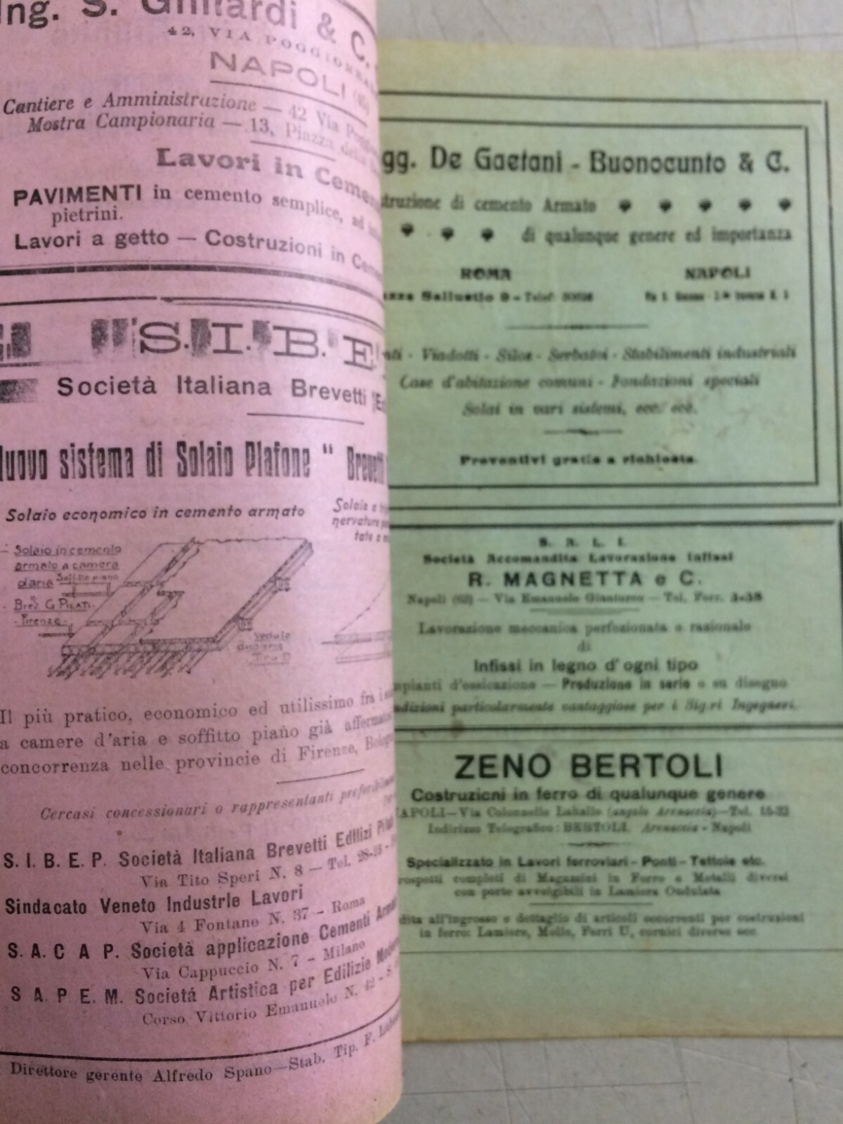 Ingegneria, Edilizia, Materiali E Manodopera: Bollettino Prezzi E Pubblicità, Napoli 1924
