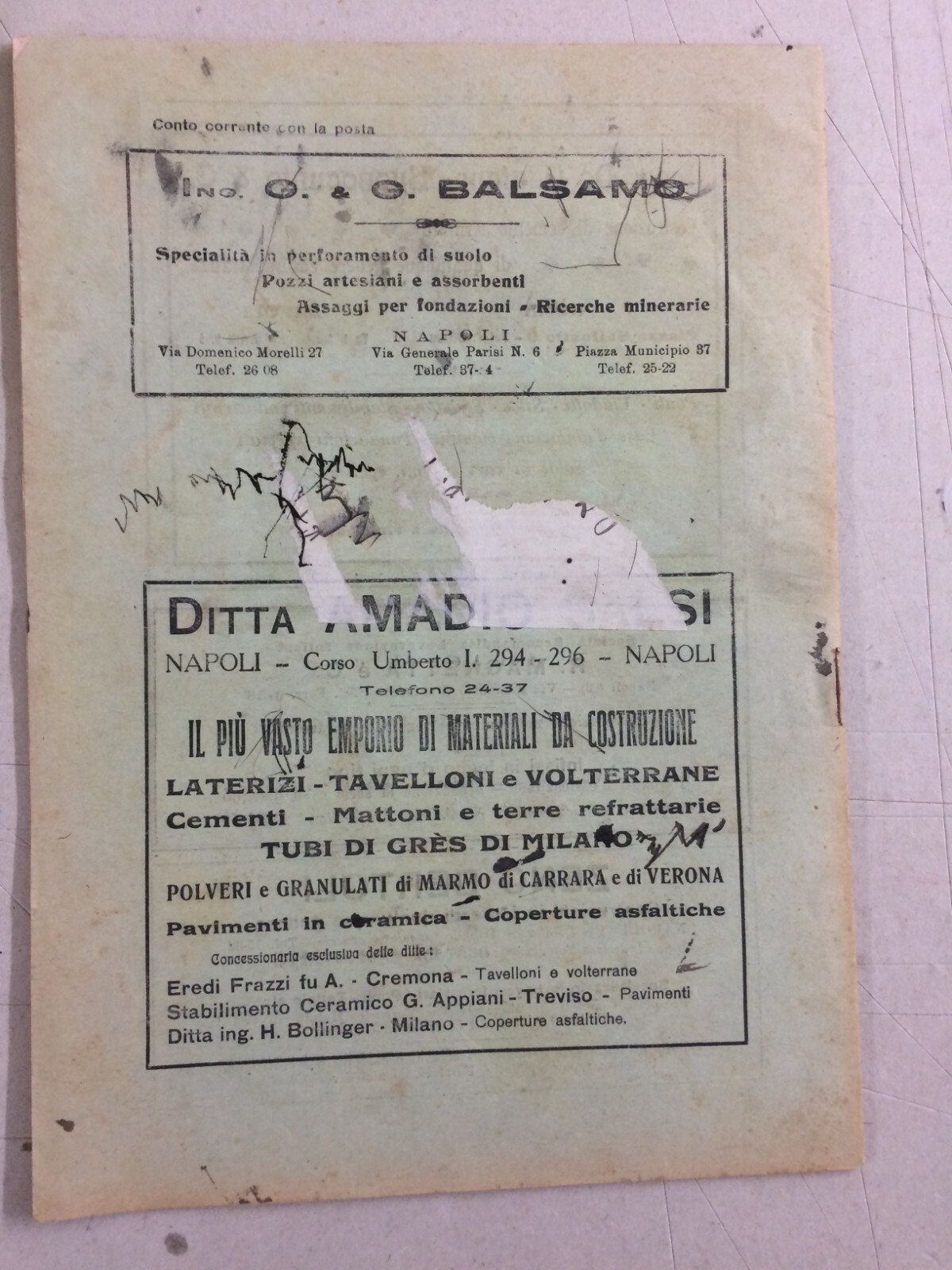 Ingegneria, Edilizia, Materiali E Manodopera: Bollettino Prezzi E Pubblicità, Napoli 1924