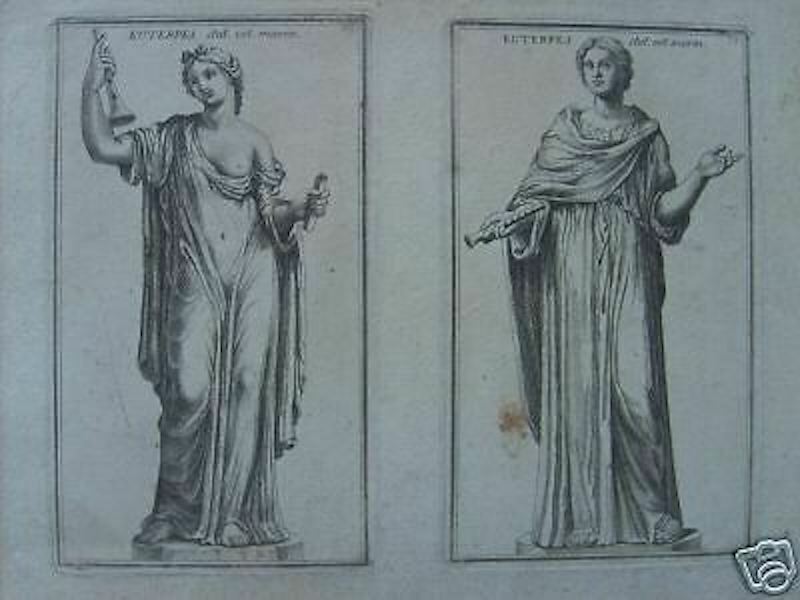 Allegorie Di Euterpe: Incisione Originale All'Acquaforte Del XVIII Secolo