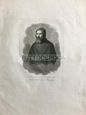 San Giuseppe Da Copertino: Incisione Originale All'Acquaforte Di G. Marri, Puglia, XIX Secolo