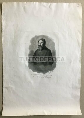San Giuseppe Da Copertino: Incisione Originale All'Acquaforte Di G. Marri, Puglia, XIX Secolo