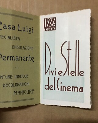 Antico Calendarietto Pubblicitario Casa Luigi, Bari, 1936   Cinema