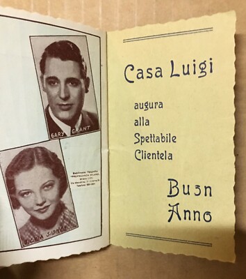 Antico Calendarietto Pubblicitario Casa Luigi, Bari, 1936   Cinema