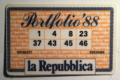 Giochi: Gioco Portfolio '88 Da Collezione, Quotidiano La Repubblica, Tessera d'Epoca