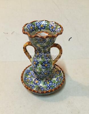Arte Abruzzo, Rapino: Ceramica Floreale Policroma Porta Candela Vitacolonna