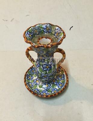 Arte Abruzzo, Rapino: Ceramica Floreale Policroma Porta Candela Vitacolonna
