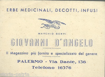 Giovanni d'Angelo: Erboristeria E Erbe Officinali, Palermo. Pubblicità