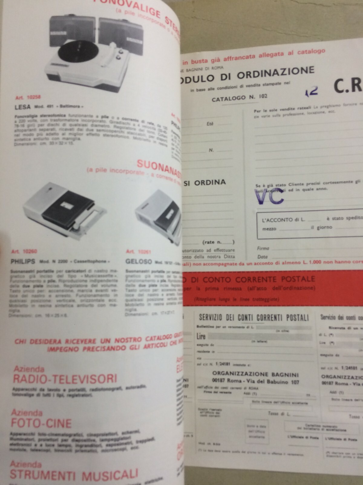 Radiotecnica, Musica, Radio, Roma, Bagnini: Catalogo Illustrato Pubblicitario