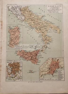 Regno Di Napoli, Sicilia, Sardegna E Sud Italia Sotto Angioini E Aragonesi Mappa