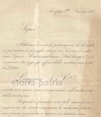 Puglia, Molfetta: Antica Pubblicitaria Stamperia Tomasicchio (Bari), Sulzberger, 1883