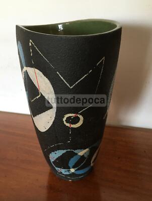 Vaso In Ceramica Con Decoro Astratto, Albisola