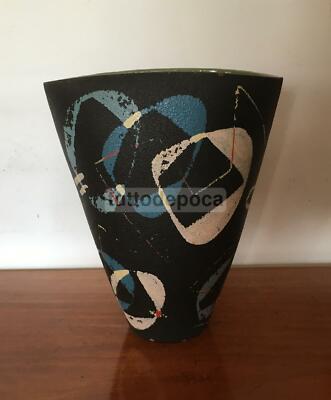 Vaso In Ceramica Con Decoro Astratto, Albisola