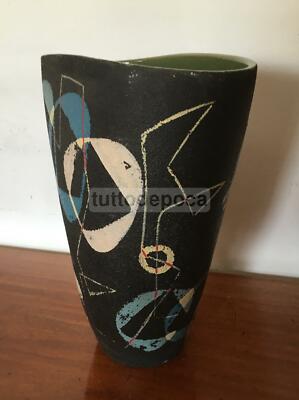 Vaso In Ceramica Con Decoro Astratto, Albisola
