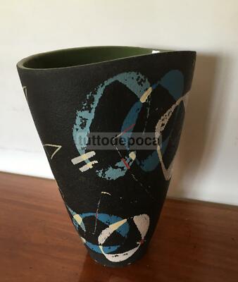 Vaso In Ceramica Con Decoro Astratto, Albisola