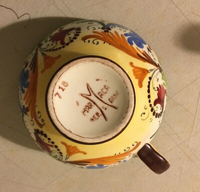 Marmaca, San Marino, Decorativa Tazza In Ceramica Da Collezione, Figurata A Motivi Floreali