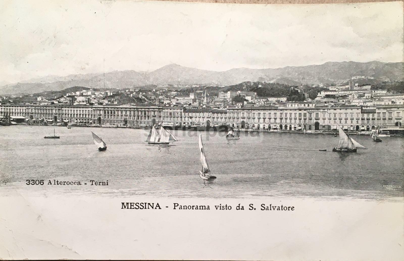 Sicilia, Messina, Antica Veduta Portuale Con Barche A Vela Da San Salvatore, Cartolina Del Primo Novecento