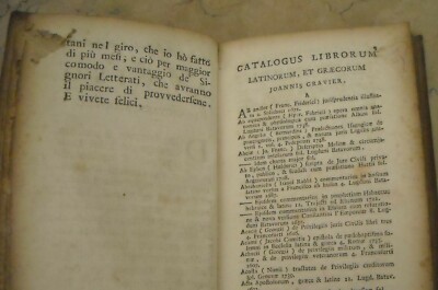 Bibliografia, Bibliofilia E Cataloghi Di Libri Antichi: Jean Gravier, Napoli 1768