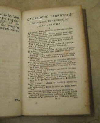 Bibliografia, Bibliofilia E Cataloghi Di Libri Antichi: Jean Gravier, Napoli 1768