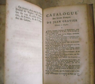 Bibliografia, Bibliofilia E Cataloghi Di Libri Antichi: Jean Gravier, Napoli 1768