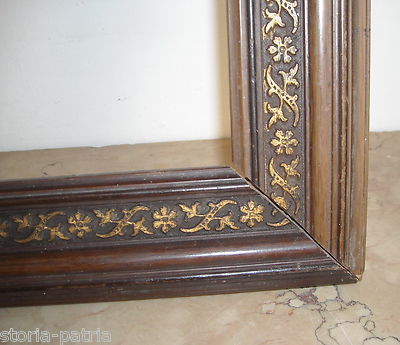 Antica Cornice Con Decoro Floreale Dorato Per Dipinti E Incisioni