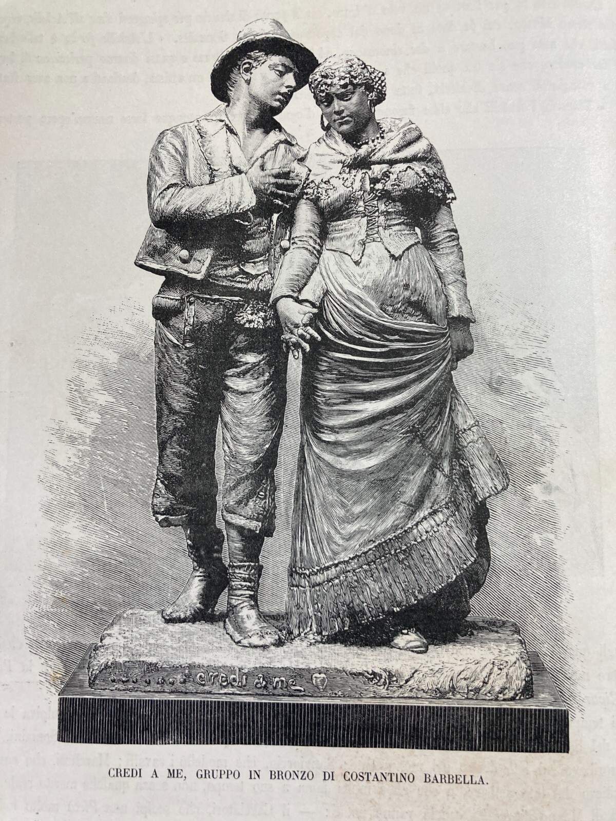 Abruzzo, Artisti Abruzzesi, Barbella: Scultura "Credi A Me", Antica Stampa Del 1891