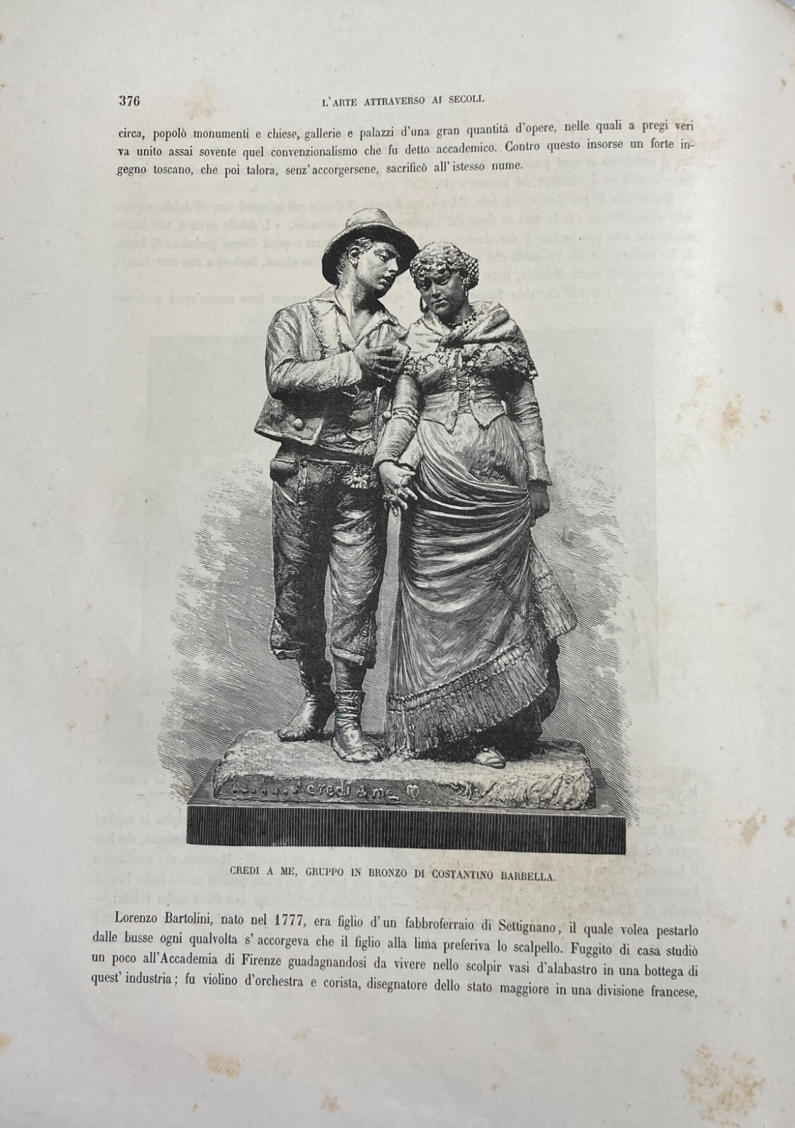 Abruzzo, Artisti Abruzzesi, Barbella: Scultura "Credi A Me", Antica Stampa Del 1891