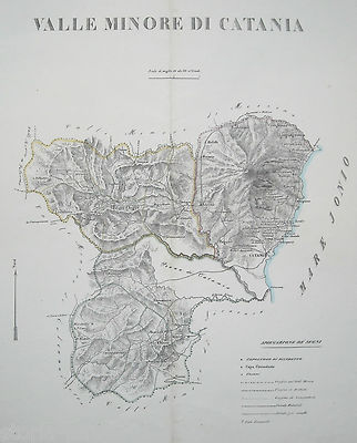 Sicilia, Catania, Etna, Caltagirone, Nicosia: Antica Cartografia Di Benedetto Marzolla, 1830