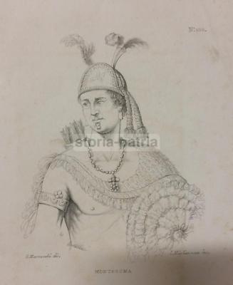 Americhe, Messico, Aztechi, Montezuma: Antico Ritratto, Artisti Marmocchi Migliavacca