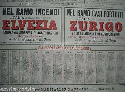 Puglia, Bari, Marstaller Hausmann: Assicurazioni Elvezia, Zurigo, Italia   Genova, 1886