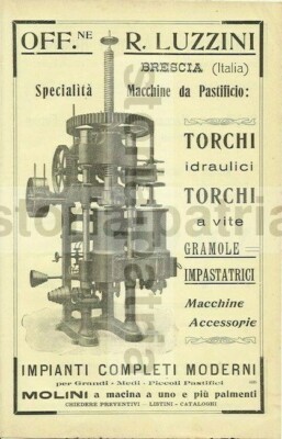 Brescia: Officine Luzzini, Macchine Per Pastificio, Torchi, Fucine Rusconi, Mauro, 1922