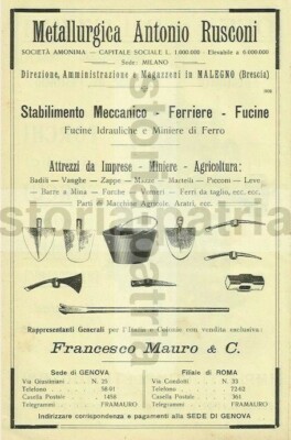 Brescia: Officine Luzzini, Macchine Per Pastificio, Torchi, Fucine Rusconi, Mauro, 1922
