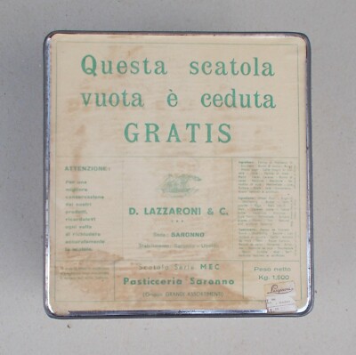 Pasticceria Dolciaria Biscotti: Scatola Pubblicitaria Saronno Lazzaroni Inusuale