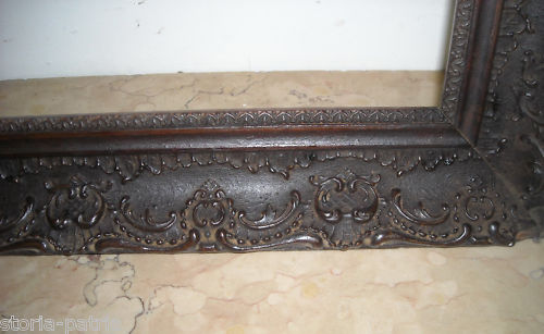 Grande Cornice Antica Liberty Con Decori In Pastiglia