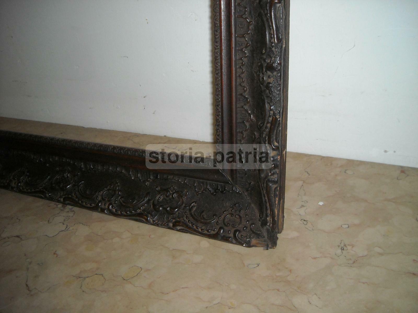 Grande Cornice Antica Liberty Con Decori In Pastiglia