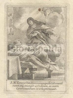 Agiografia: Stampa Popolare Devozionale Di Santa Teresa E La Guarigione Dalla Peste (XVII Secolo)