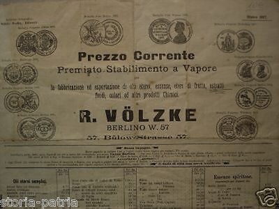 Essenze, Liquori, Colori, Chimica, Distillazione Volzke Antica Pubblicitaria d'Epoca