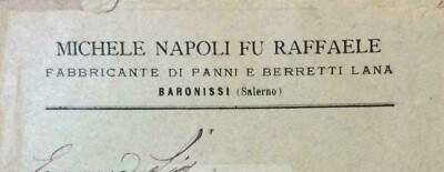 Salerno, Baronissi: Panni E Berretti Di Lana   Busta Pubblicitaria Ditta Napoli