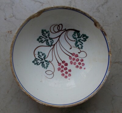 Scodella In Ceramica Popolare Vedova Besio Con Decoro A Grappoli d'Uva