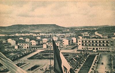 Sardegna, Carbonia, Veduta Panoramica E Propaganda Fascista   Cartolina d'Epoca